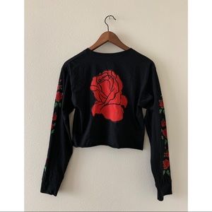 Urban Outfitters Long Sleeve Crop Rose Graphic Tee